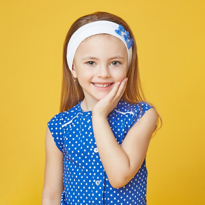 Повязка на голову для девочки, размер 46-47, цвет белый/синий 30088021019.180_М