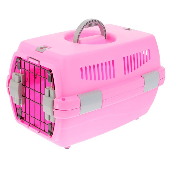 Переноска пластиковая &quot;Неон&quot;, 48 х 32 х 29,5 см, вес животного до 5 кг, розовая