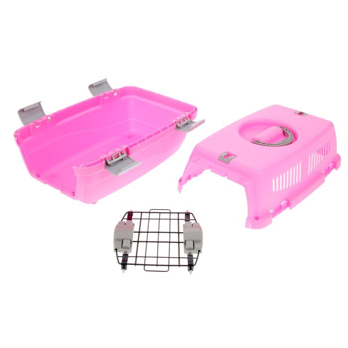 Переноска пластиковая "Неон", 48 х 32 х 29,5 см, вес животного до 5 кг, розовая