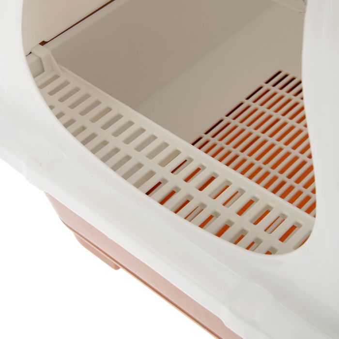 Туалет-домик для древесного наполнителя большой с фильтром, сеткой, совком, порожком, 51,5 х 40 х 38