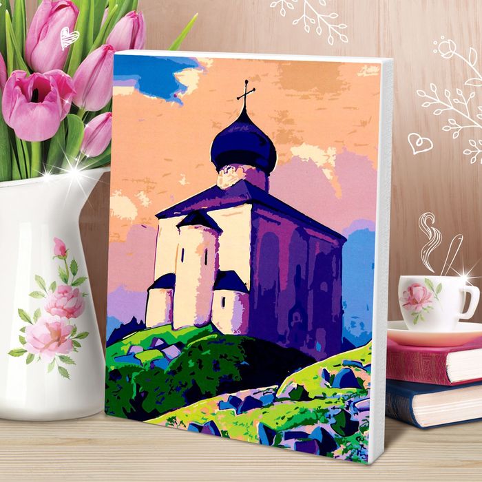 Роспись по холсту "Церковь", 30 х 40 см