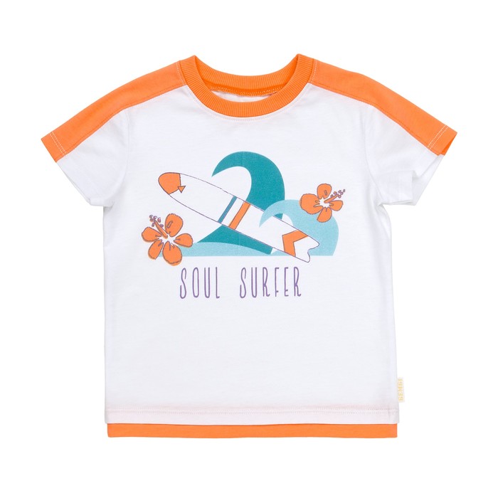 Футболка для мальчика, рост 86 см, цвет белый/кирпичный 24350011036.1D0_М