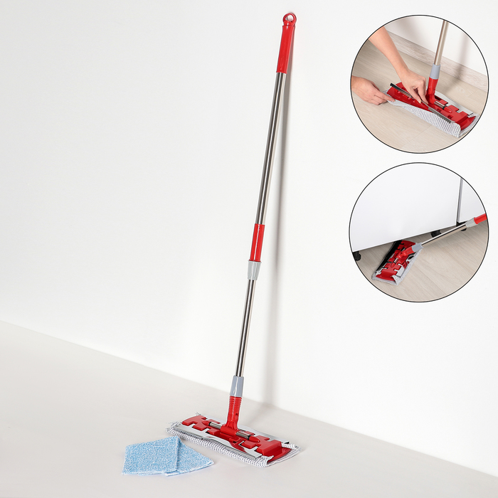 Швабра плоская, телескопическая ручка 78-112 см, насадка из микрофибры
