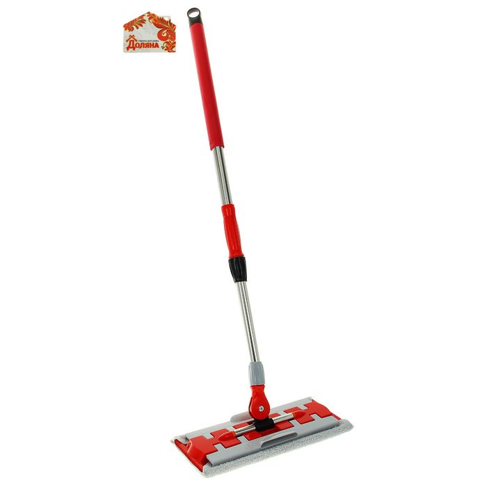 Швабра плоская, телескопическая ручка 78-112 см, насадка из микрофибры