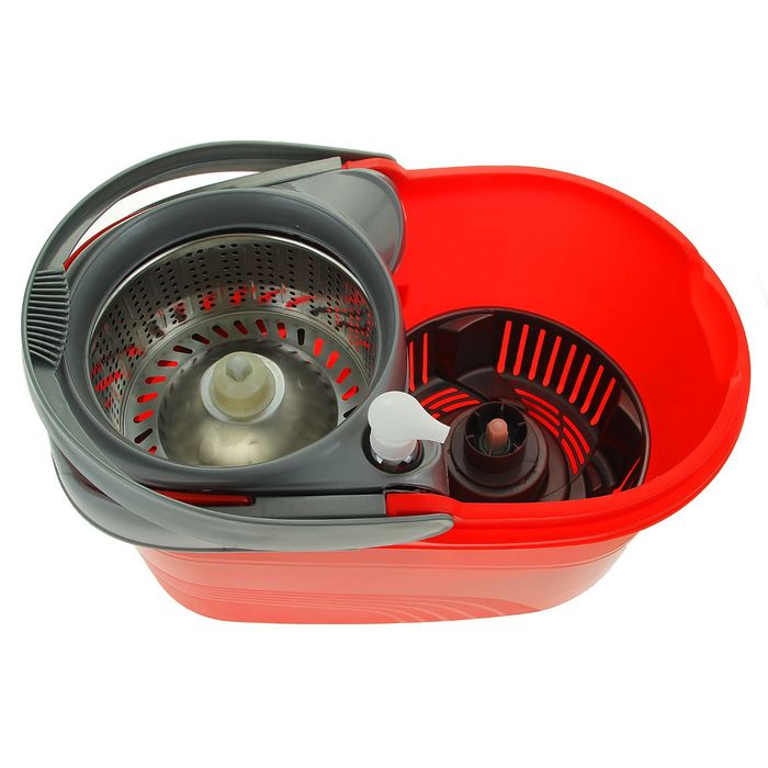 Набор для уборки: швабра, ведро с 2 центрифугами, колеса, доп. насадка, дозатор цвет МИКС