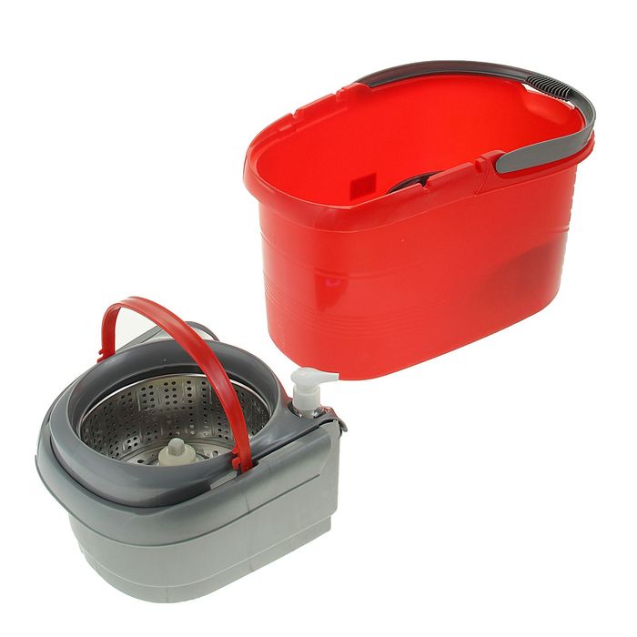 Набор для уборки: швабра, ведро с 2 центрифугами, колеса, доп. насадка, дозатор цвет МИКС