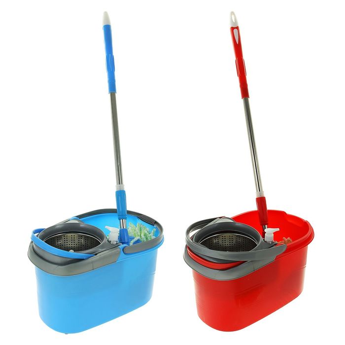 Набор для уборки: швабра, ведро с 2 центрифугами, колеса, доп. насадка, дозатор цвет МИКС