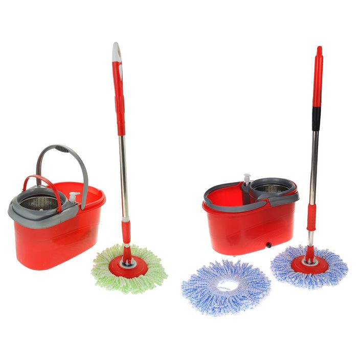 Набор для уборки: швабра, ведро с 2 центрифугами, колеса, доп. насадка, дозатор цвет МИКС