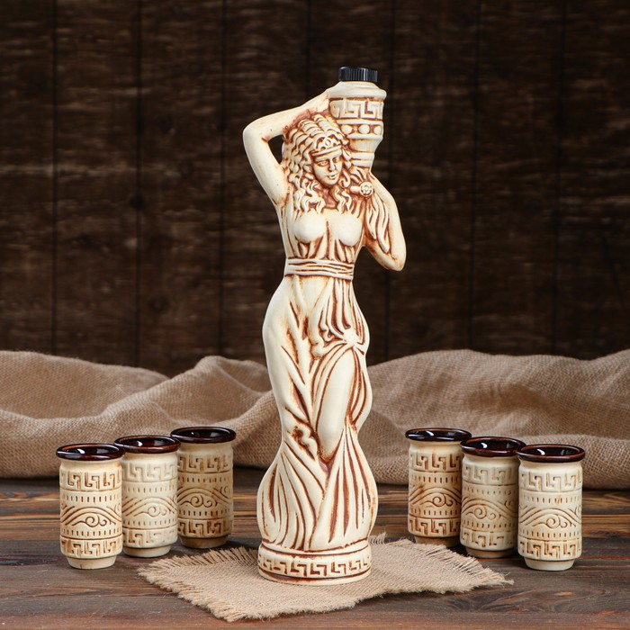 Винный набор "Девушка с кувшином" 7 предметов, 0,5/0,1 л