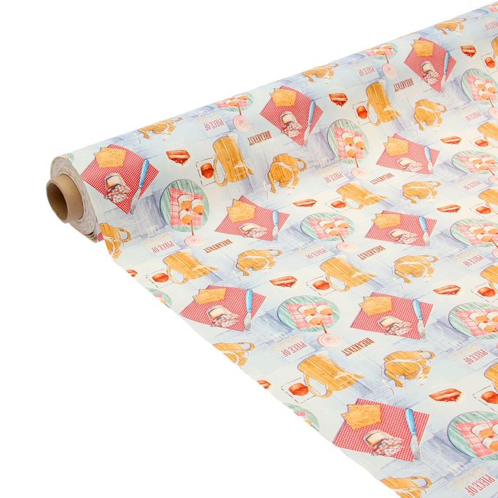 Клеенка столовая с увеличенным наложением на нетканной основе 20 м "Мажор. Завтрак", цвет голубой