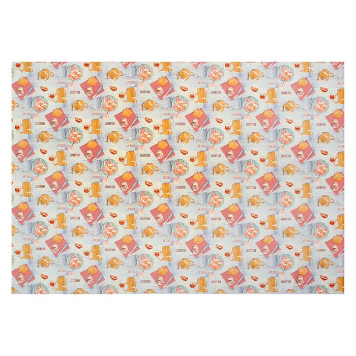 Клеенка столовая с увеличенным наложением на нетканной основе 20 м "Мажор. Завтрак", цвет голубой