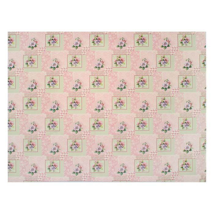 Клеенка столовая на нетканой основе "Цветы", рулон 20 м, цвет розовый