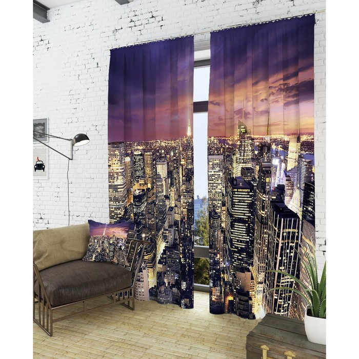 Фотошторы "На пороге в ночь", размер 150х260 см - 2 шт, блэкаут