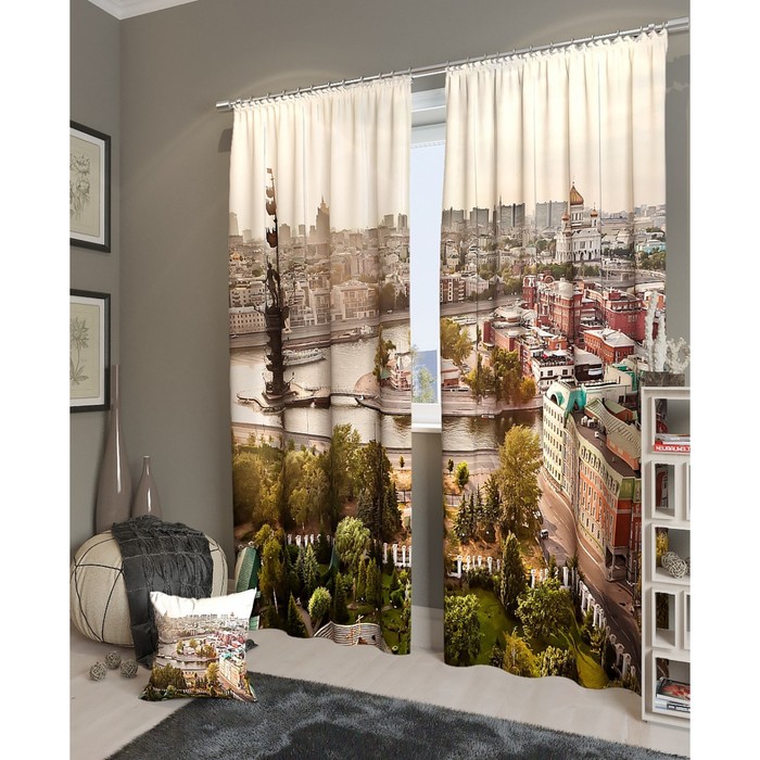 Фотошторы "Москва историческая", размер 150х260 см - 2 шт, блэкаут