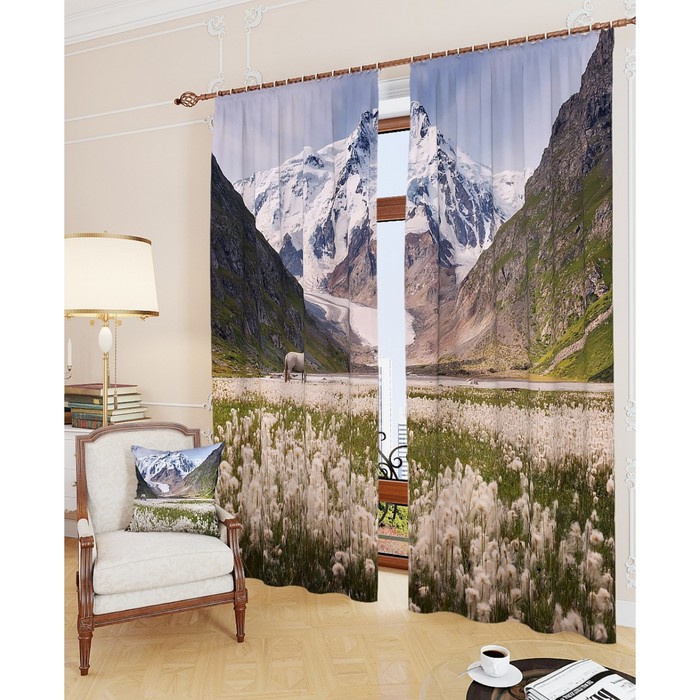 Фотошторы "Киргизия", размер 150х260 см - 2 шт, блэкаут