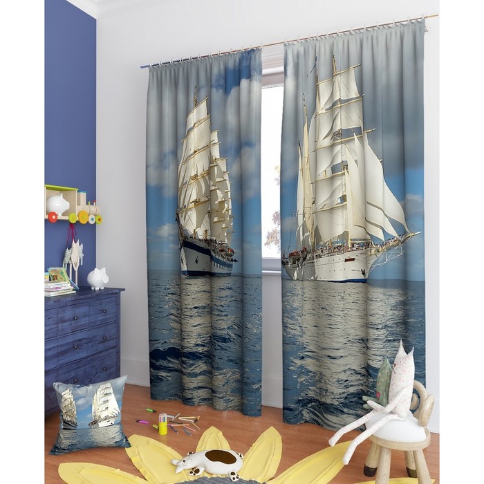 Фотошторы "Белые паруса", размер 150х260 см - 2 шт, блэкаут