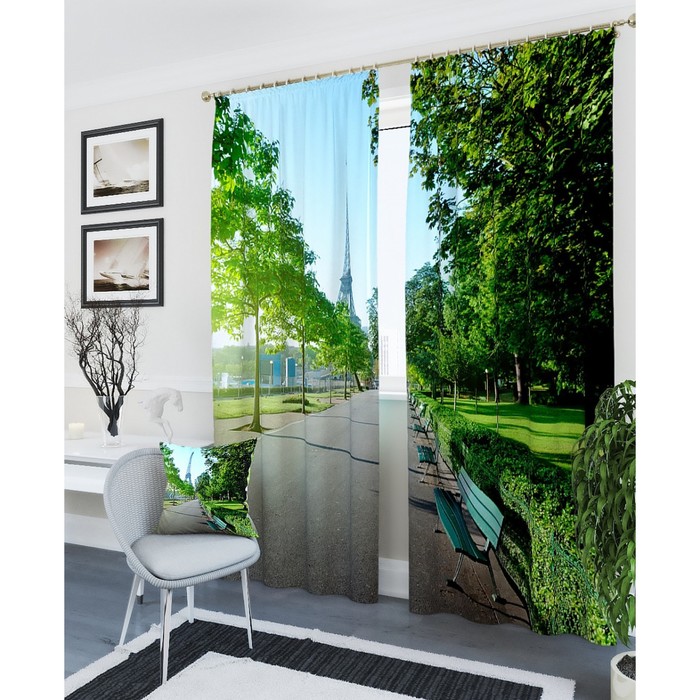 Фотошторы "Город любви", размер 150х260 см - 2 шт, блэкаут