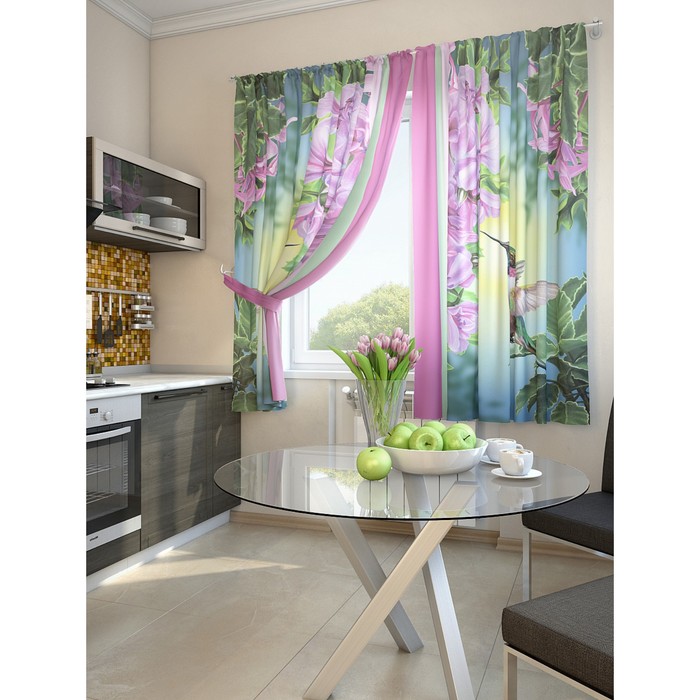 Комплект штор для кухни "Гарц", размер 150х180 см - 2 шт и 2 подхвата