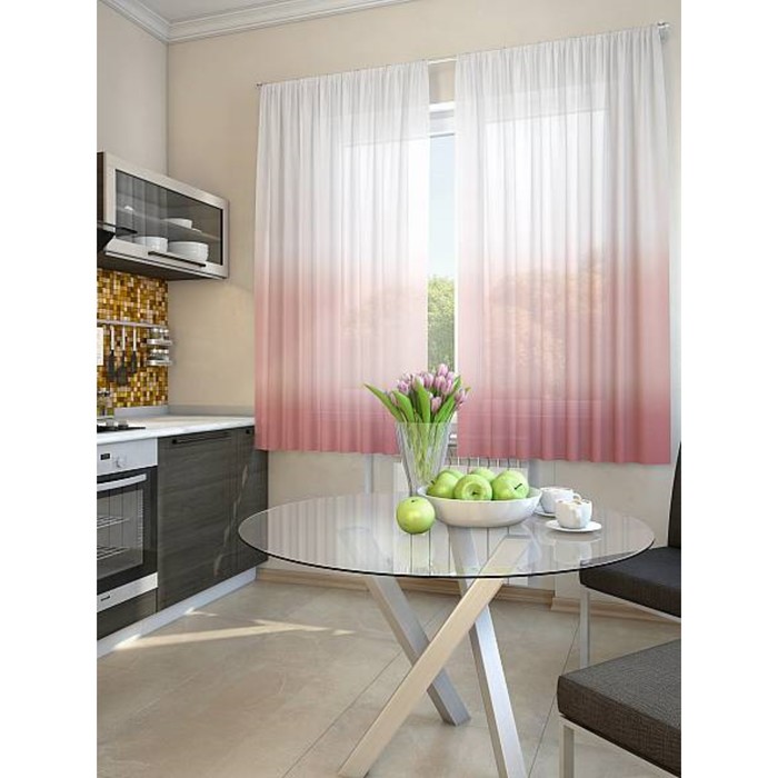 Тюль для кухни «Никар», размер 150 х 180 см. — 2 шторы и 2 подхвата