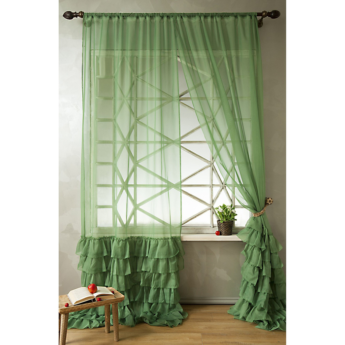 Тюль (вуаль) «Фрезия», цвет зелёный, размер 140 х 270 см. — 2 шт.