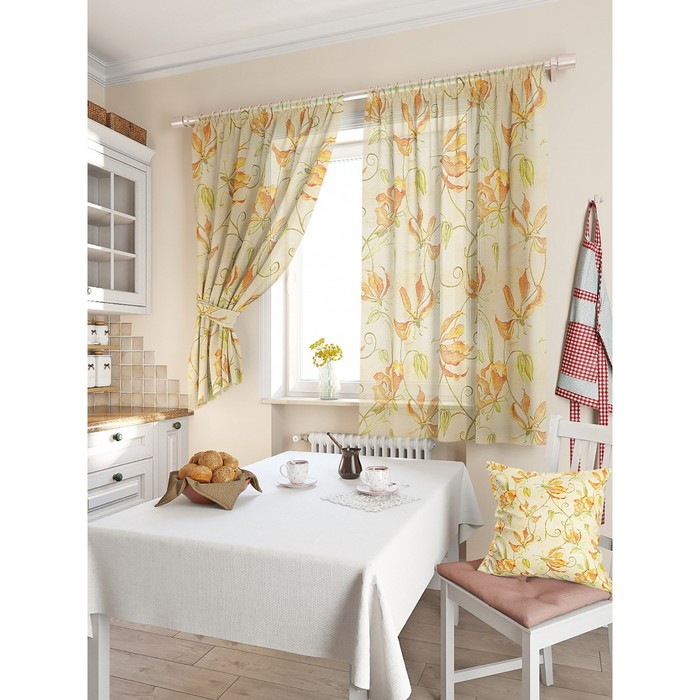 Тюль для кухни «Гарда», цвет бежевый, размер 150 х 180 см. — 2 шт.