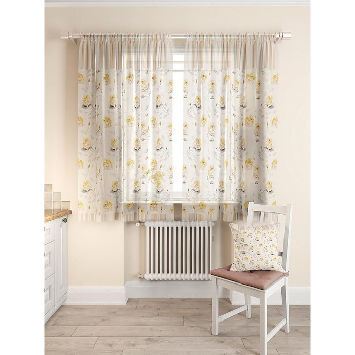 Тюль для кухни «Адекс», цвет бежевый, размер 150 х 180 см. — 2 шт.