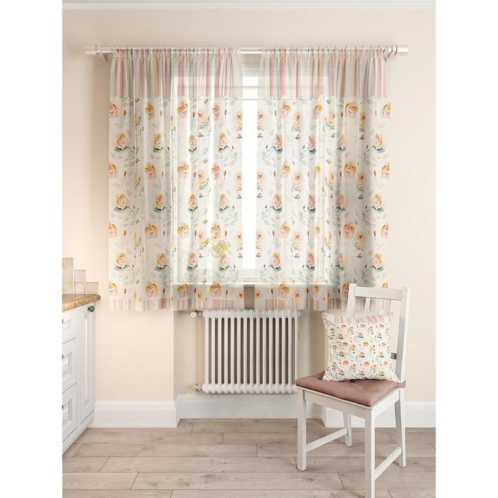 Тюль для кухни «Адекс», цвет розовый, размер 150 х 180 см. — 2 шт.