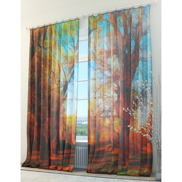 Тюль «Живописный рассвет», размер 150 х 260 см. — 2 шт.