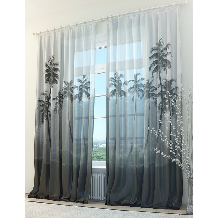 Тюль «Пальмы», размер 150 х 260 см. — 2 шт.