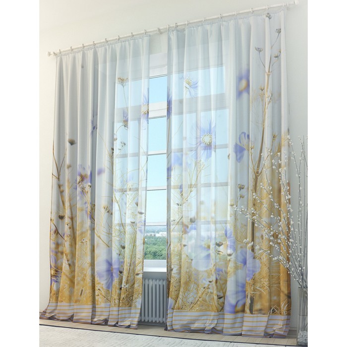 Тюль «Золотой луг», размер 150 х 260 см. — 2 шт.