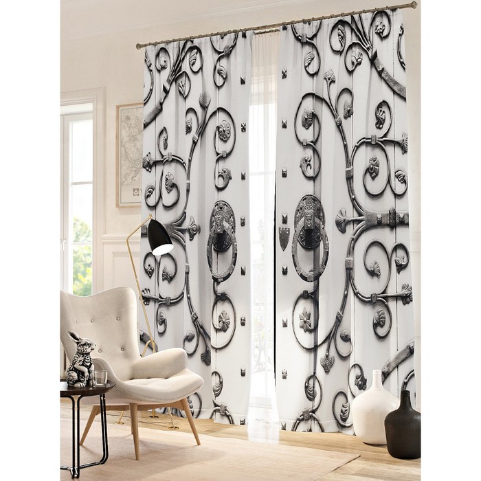 Фотошторы "Ковка", размер 150х260 см - 2 шт, блэкаут