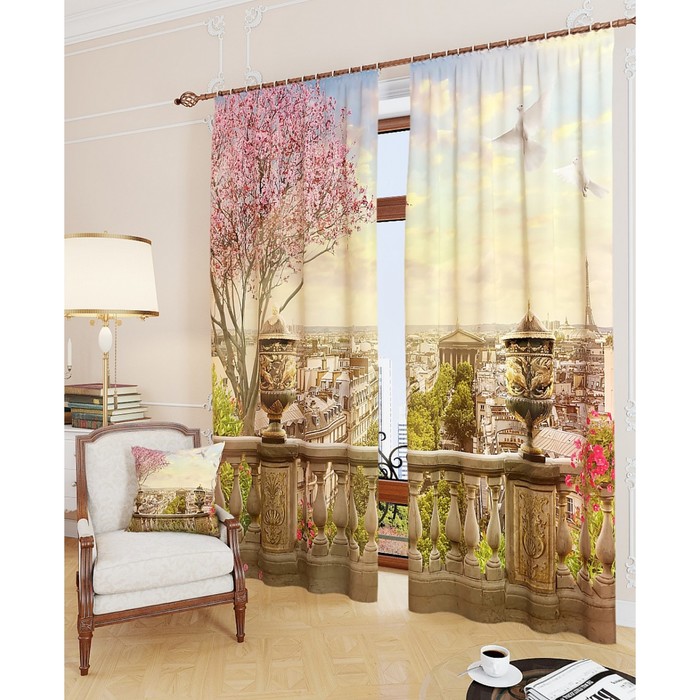 Фотошторы "Великолепие города", размер 150х260 см - 2 шт, блэкаут
