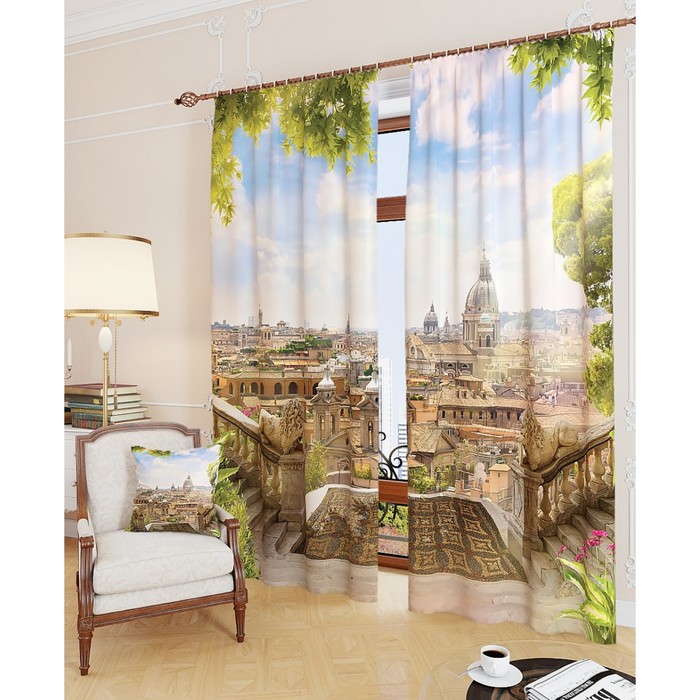 Фотошторы "Панорамный вид", размер 150х260 см - 2 шт, блэкаут