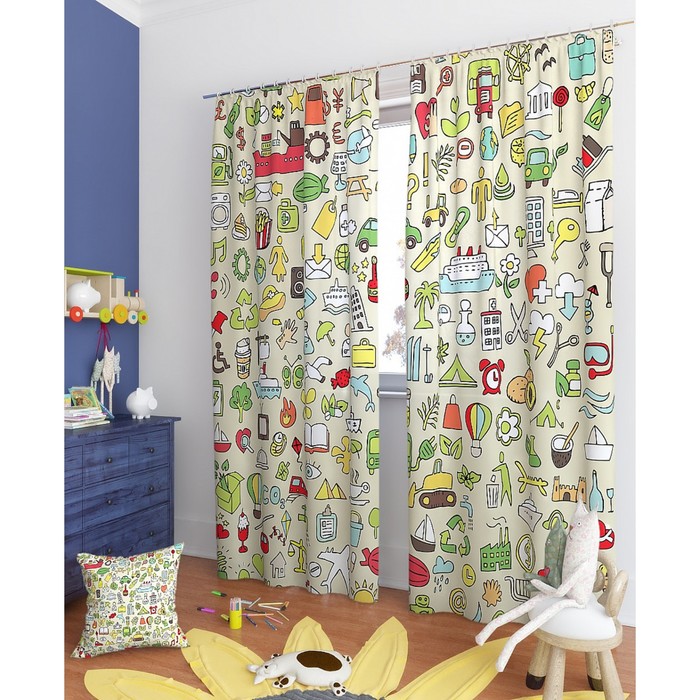 Фотошторы "Процион", размер 150х260 см - 2 шт, блэкаут