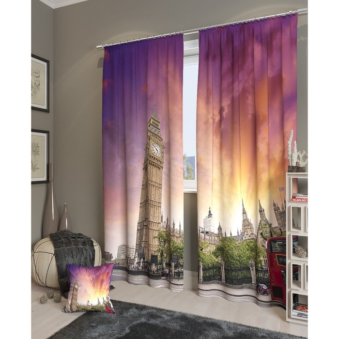 Фотошторы "Биг-Бен", размер 150х260 см - 2 шт, блэкаут