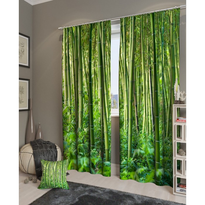 Фотошторы "Бамбуковые джунгли", размер 150х260 см - 2 шт, блэкаут
