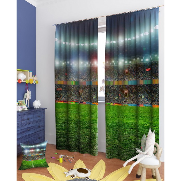 Фотошторы "Огни стадиона", размер 150х260 см - 2 шт, блэкаут