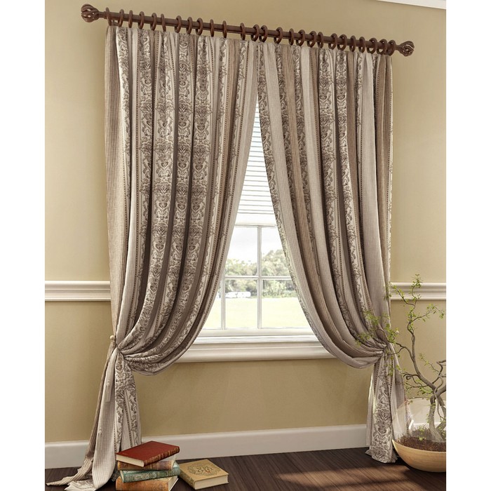 Шторы "Янар", размер 150х260 см - 2 шт, блэкаут, цвет капучино