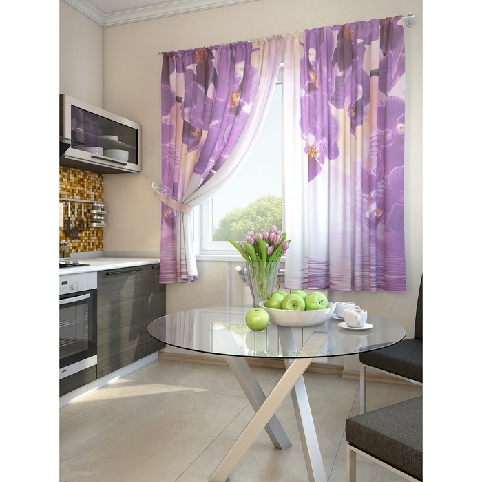 Комплект штор для кухни "Сенват", размер 150х180 см - 2 шт и 2 подхвата