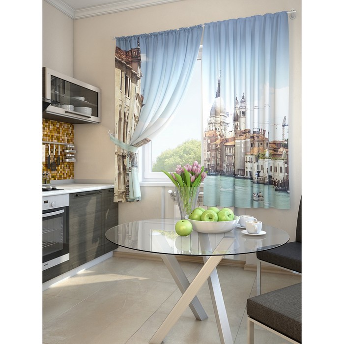 Комплект штор для кухни "Верс", размер 150х180 см - 2 шт и 2 подхвата