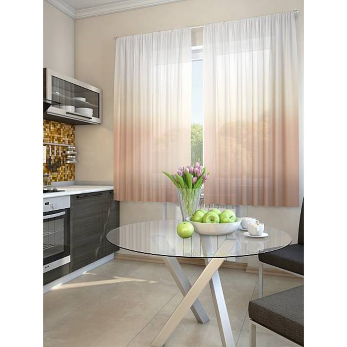 Тюль для кухни «Никар», размер 150 х 180 см. — 2 шторы и 2 подхвата