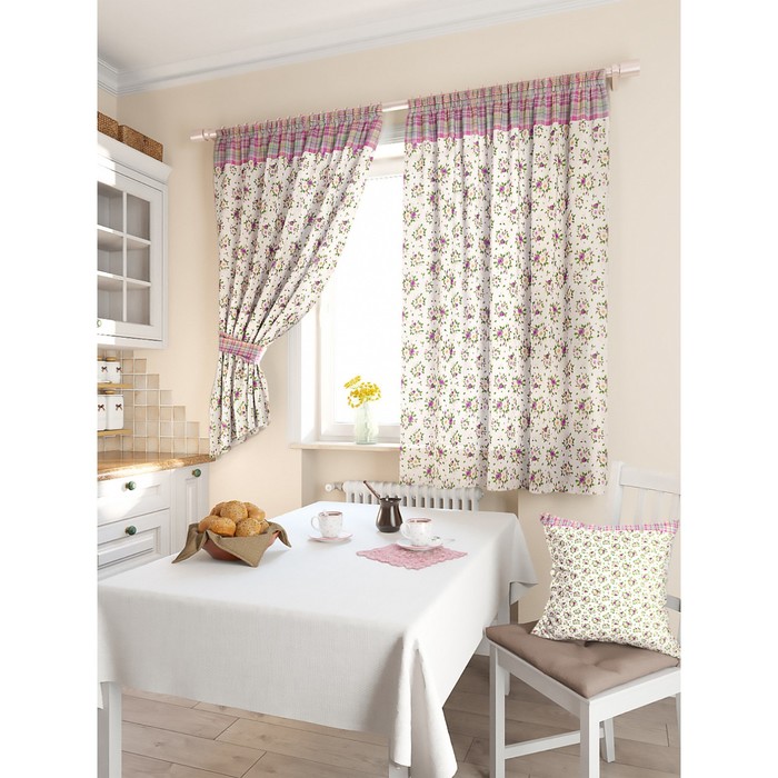 Тюль для кухни «Баунт», цвет сиреневый, размер 150 х 180 см.— 2 шторы и 2 подхвата