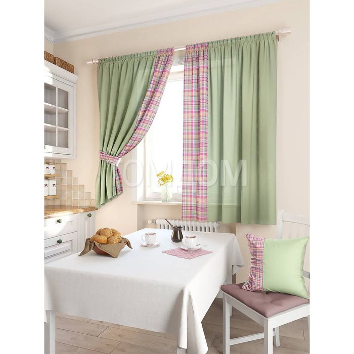 Тюль для кухни «Парз», размер 150 х 180 см.— 2 шторы и 2 подхвата