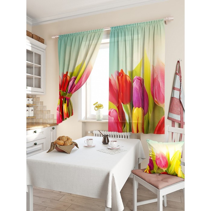 Тюль «Ментон», размер 150 х 180 см. — 2 шторы и 2 подхвата