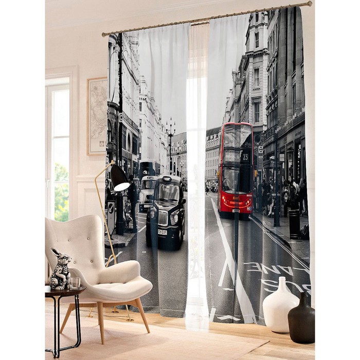 Фотошторы "Риджент-Стрит", размер 148х260 см - 2 шт, блэкаут