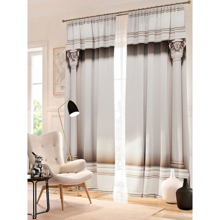 Фотошторы "Классика Коринфянина", размер 150х260 см - 2 шт, блэкаут