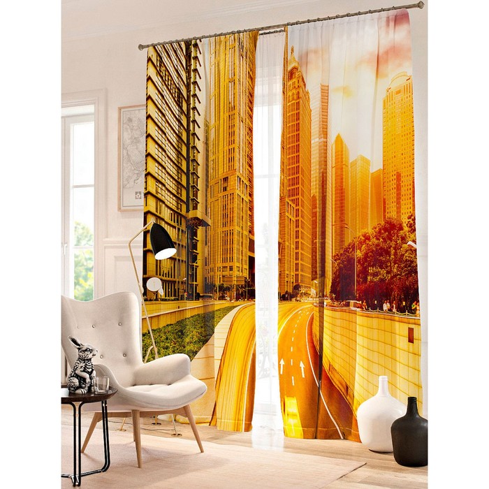 Фотошторы "Туннель в Шанхае", размер 150х260 см - 2 шт, блэкаут