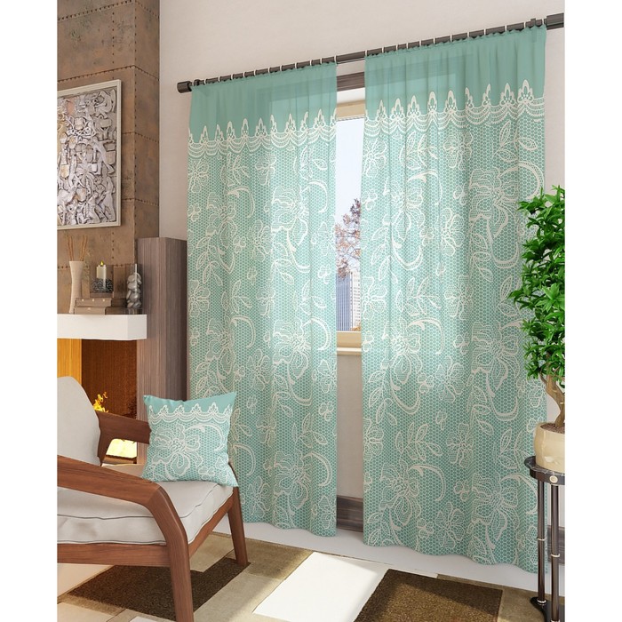 Шторы «Вольтер-К" размер 150х260 см - 2 шт, цвет бирюзовый