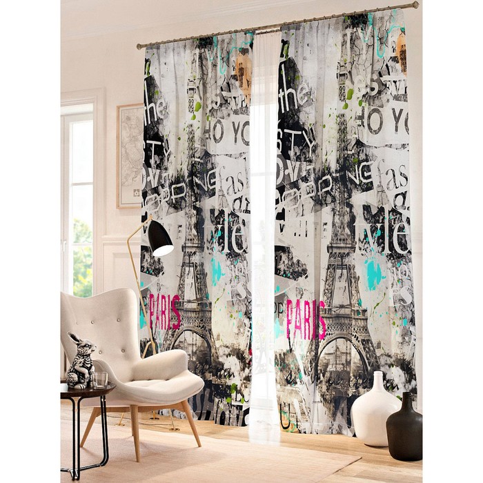 Фотошторы "Старинная иллюстрация", размер 150х260 см - 2 шт, блэкаут