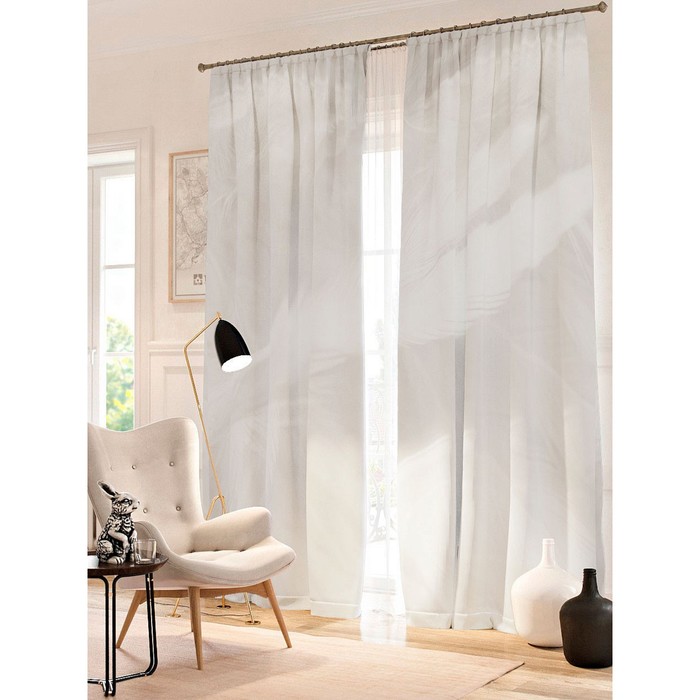 Фотошторы "Структура пера", размер 150х260 см - 2 шт, блэкаут